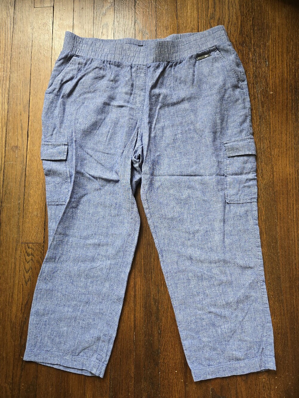 Linen Visvose Cargo Crop Pants Size L